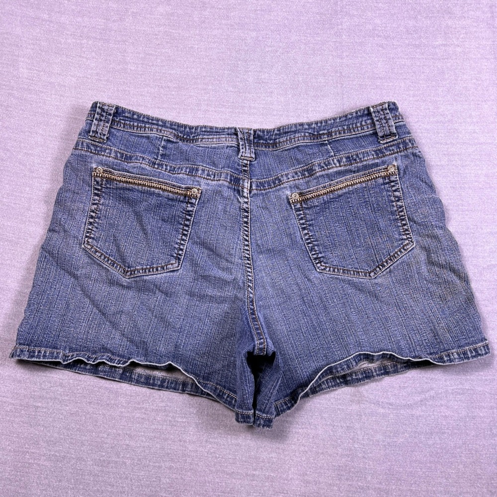 Faded Glory Stretch Zipper Pocket Mid Rise Denim Jean Shorts Womens 18 Denim - Picture 2 of 11